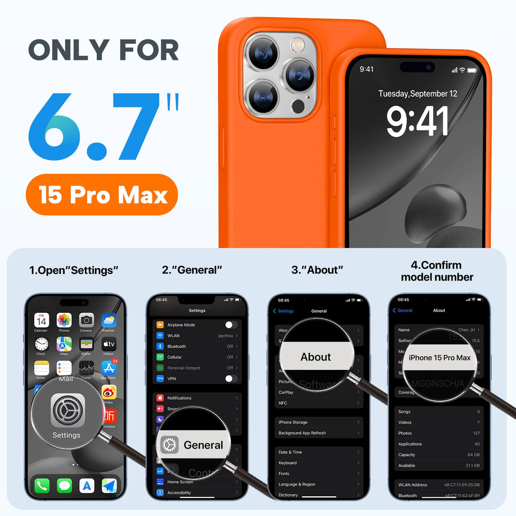 Miracase Designed for iPhone 15 Pro Max Case,[Compatible with MagSafe], [with 2 Pack Screen Protectors],Shockproof Liquid Silicone Professional Case with Microfiber Lining,6.7 inch