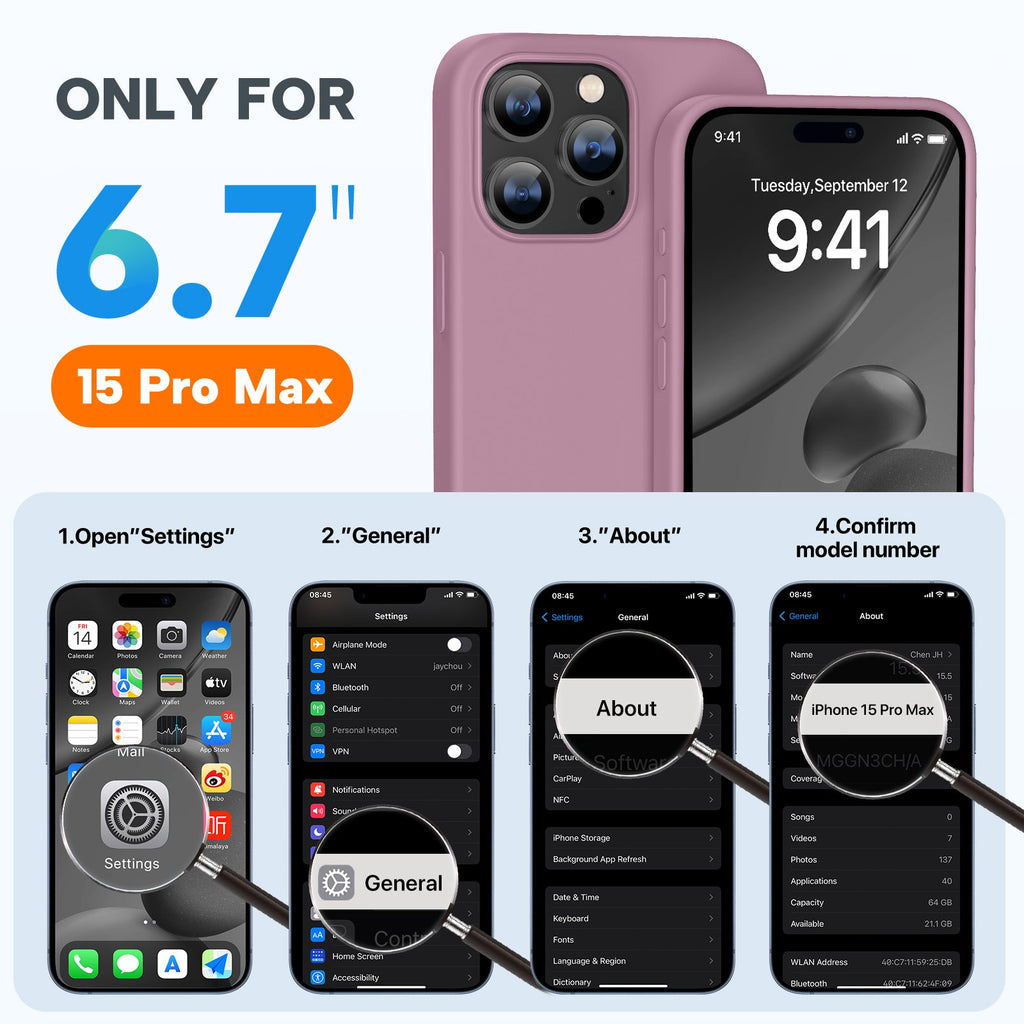 Miracase Designed for iPhone 15 Pro Max Case,[Compatible with MagSafe], [with 2 Pack Screen Protectors],Shockproof Liquid Silicone Professional Case with Microfiber Lining,6.7 inch