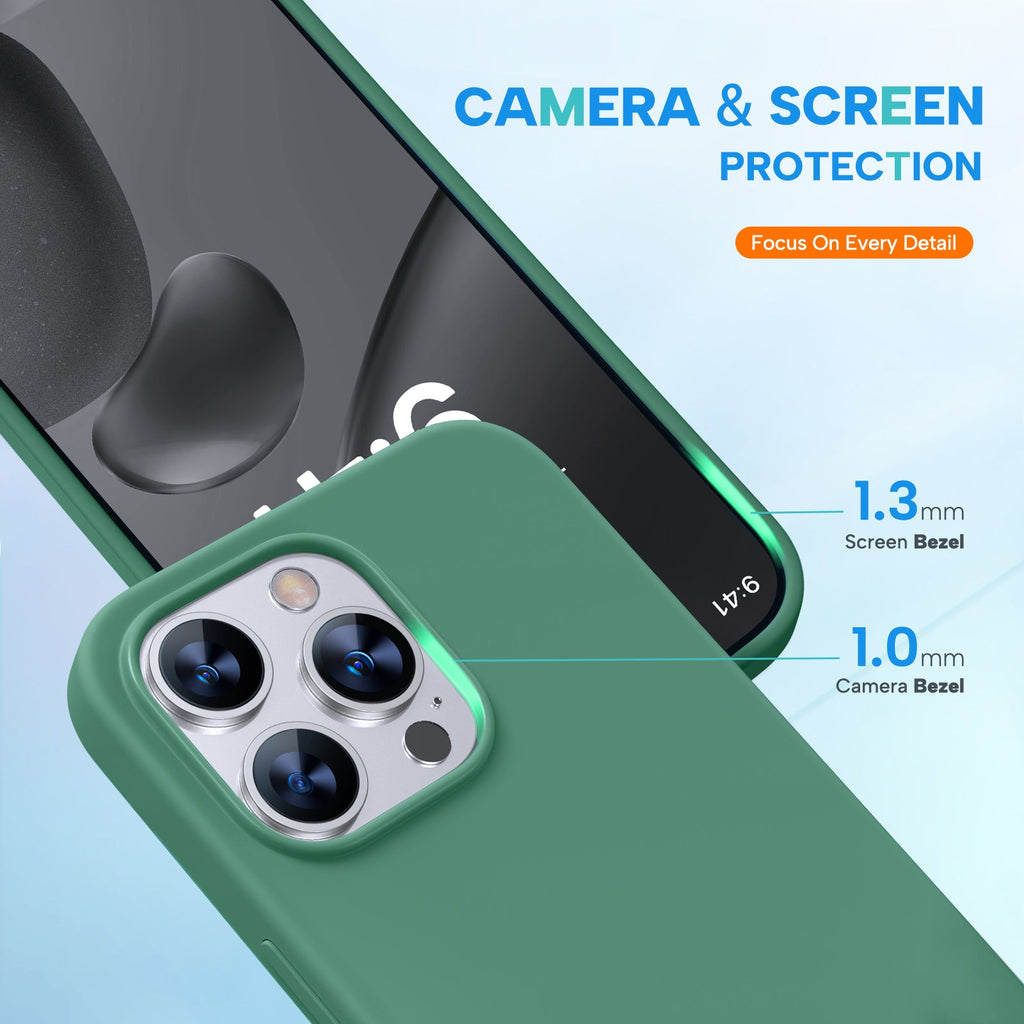 Miracase Designed for iPhone 15 Pro Max Case,[Compatible with MagSafe], [with 2 Pack Screen Protectors],Shockproof Liquid Silicone Professional Case with Microfiber Lining,6.7 inch