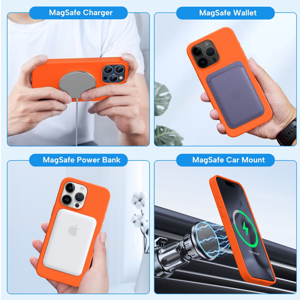 Miracase Designed for iPhone 15 Pro Max Case,[Compatible with MagSafe], [with 2 Pack Screen Protectors],Shockproof Liquid Silicone Professional Case with Microfiber Lining,6.7 inch