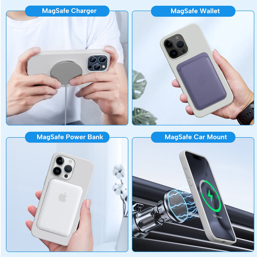 Miracase Designed for iPhone 15 Pro Max Case,[Compatible with MagSafe], [with 2 Pack Screen Protectors],Shockproof Liquid Silicone Professional Case with Microfiber Lining,6.7 inch