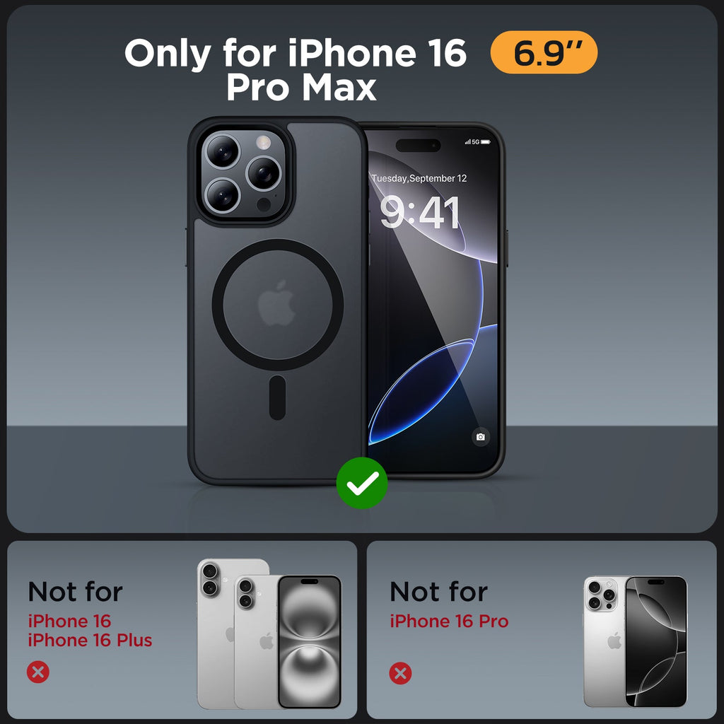 Miracase Magnetic for iPhone 16 Pro Max Case [Compatible with MagSafe] [with 2X Screen Protectors] Military-Grade Protection, Anti-Fingerprint, Slim Fit Phone Case for 16 Pro Max 6.9 inch