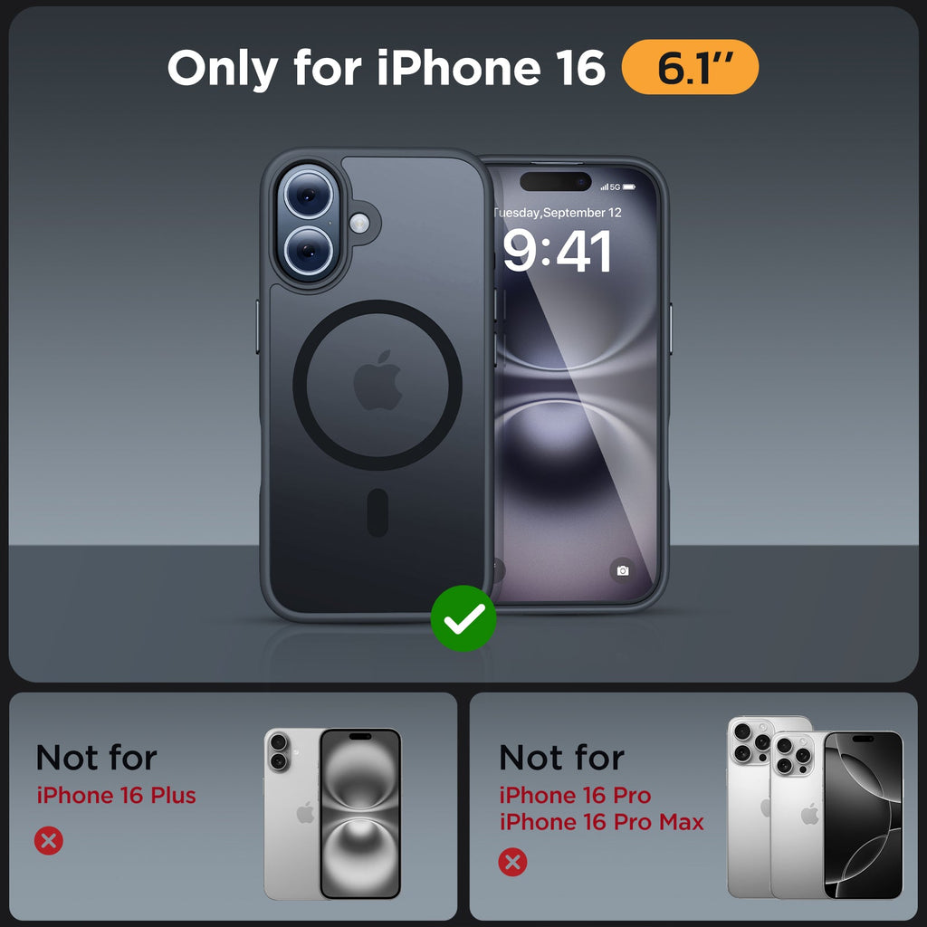 Miracase Magnetic Series for iPhone 16 Case [Compatible with MagSafe] [with 2X Screen Protectors] Military-Grade Protection, Anti-Fingerprint, Slim Phone Case for iPhone 16 6.1 inch