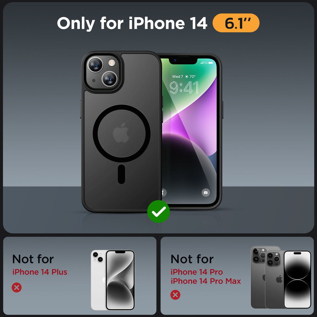 Miracase Magnetic Series for iPhone 14 Case [Compatible with MagSafe] [with 2X Screen Protectors] Military-Grade Protection, Anti-Fingerprint, Slim Design Phone Case for iPhone 14