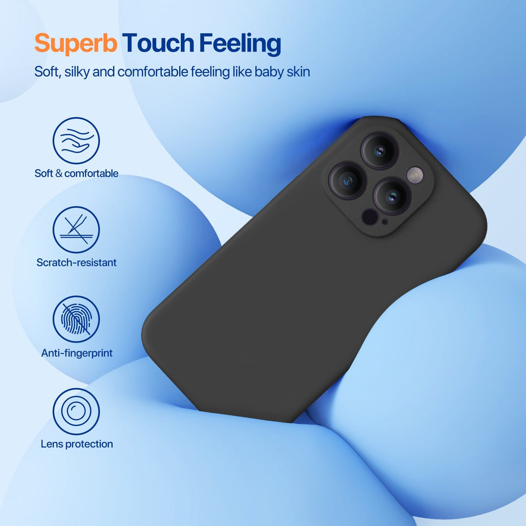 Miracase Designed for iPhone 14 Pro Max Case, with Screen Protectors,[Upgraded Enhanced Camera Protection],Shockproof Liquid Silicone Case with Microfiber Lining