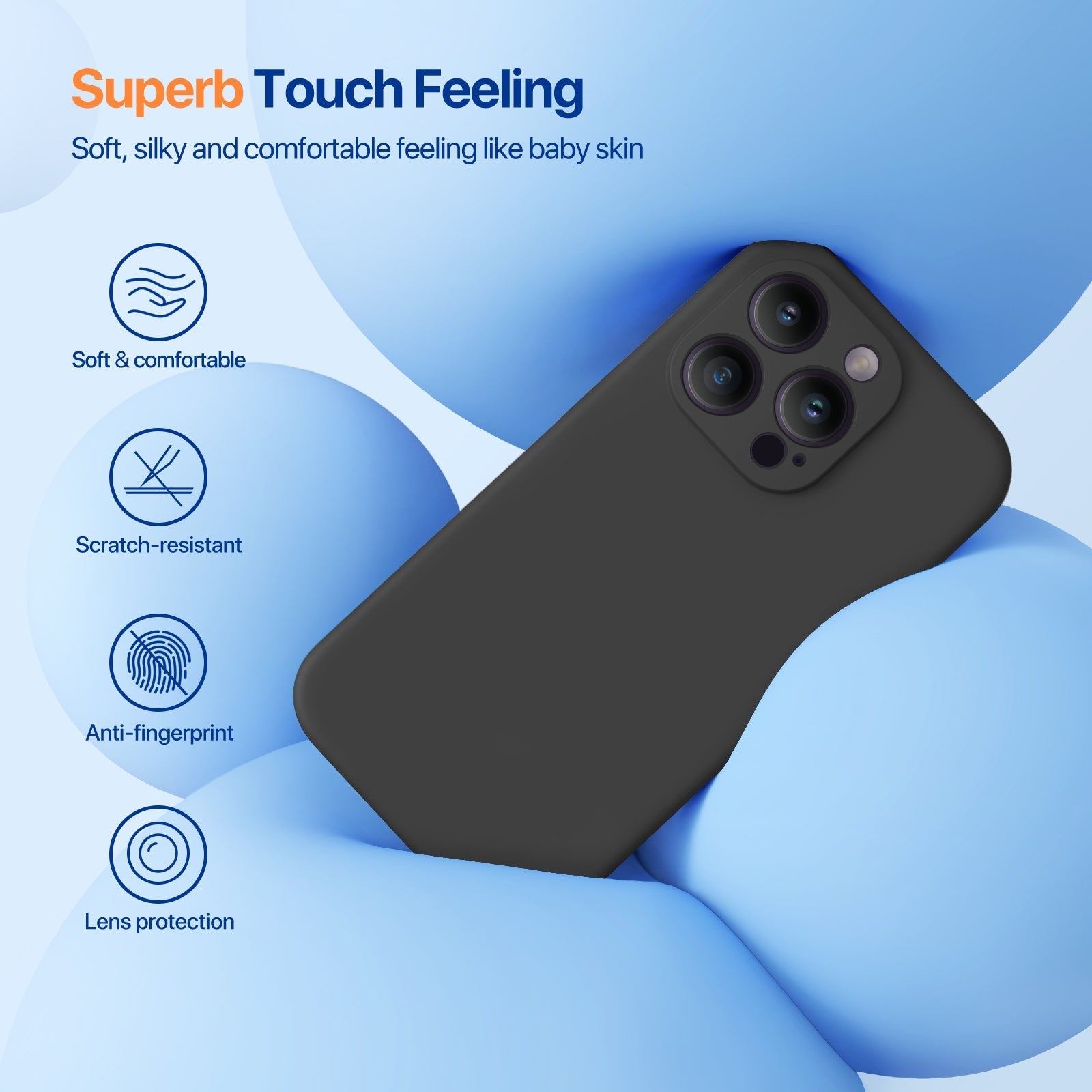 Miracase Designed for iPhone 14 Pro Max Case, with Screen Protectors,[Upgraded Enhanced Camera Protection],Shockproof Liquid Silicone Case with Microfiber Lining