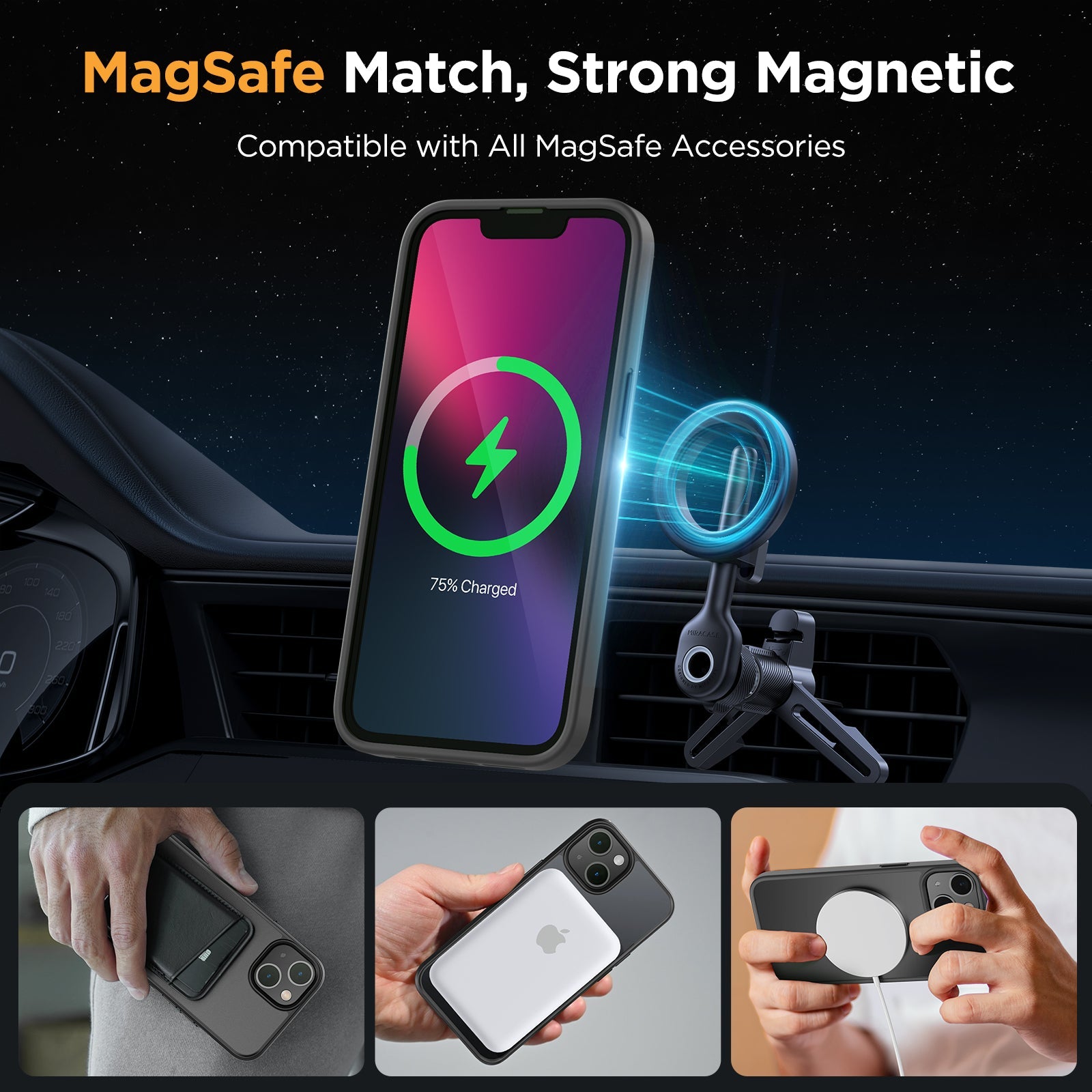 Miracase Magnetic Series for iPhone 13 Case [Compatible with MagSafe] [with 2X Screen Protectors] Military-Grade Protection, Anti-Fingerprint, Slim Design Phone Case for iPhone 13