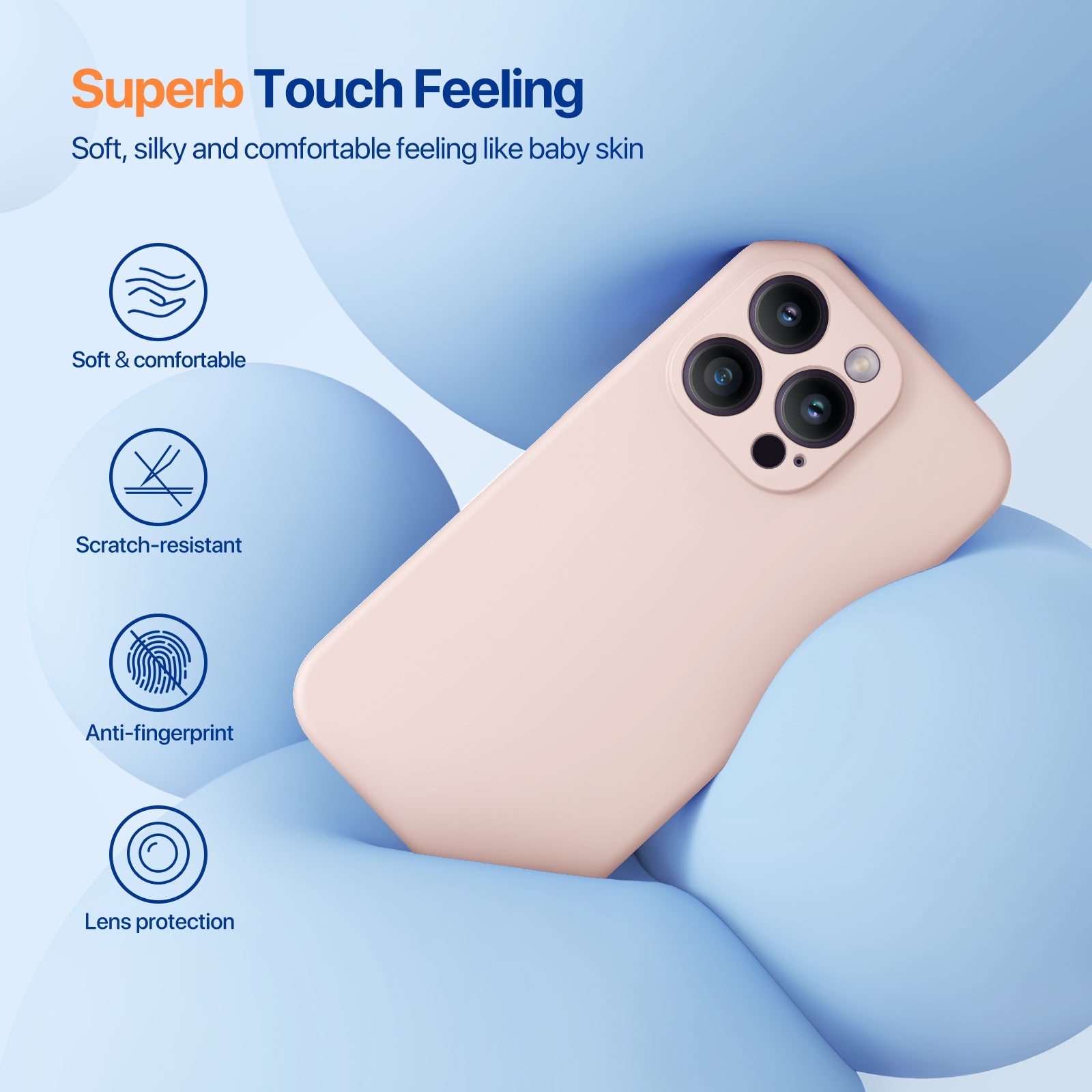 Miracase [3in1] Designed for iPhone 14 Pro Case, 2 Pack Screen Protector, Integrated Camera Protection, Ultra Thin Liquid Silicone Rubber Case Cover 6.1inch