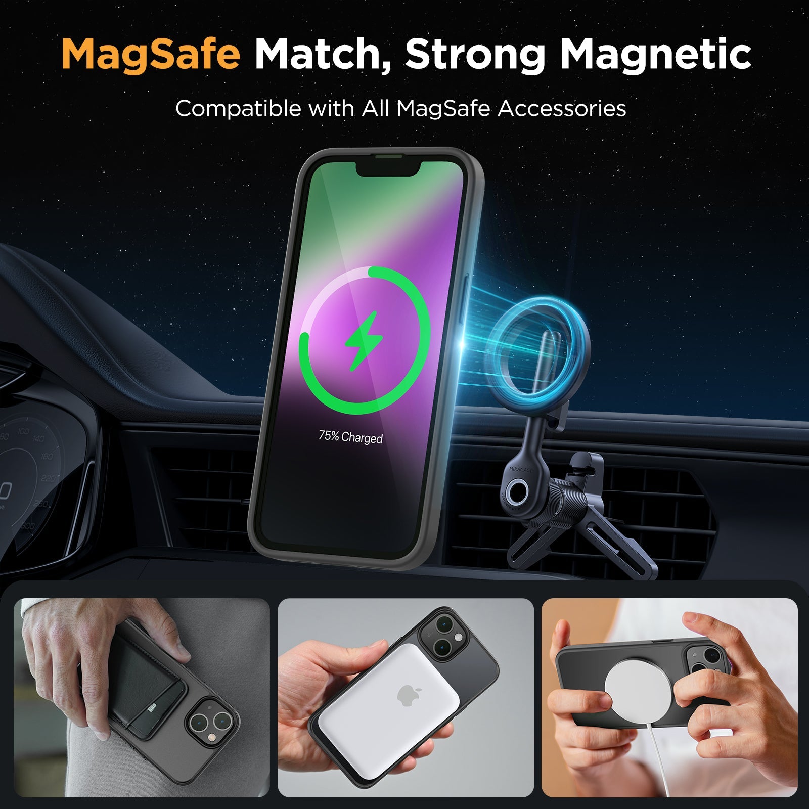Miracase Magnetic Series for iPhone 14 Case [Compatible with MagSafe] [with 2X Screen Protectors] Military-Grade Protection, Anti-Fingerprint, Slim Design Phone Case for iPhone 14