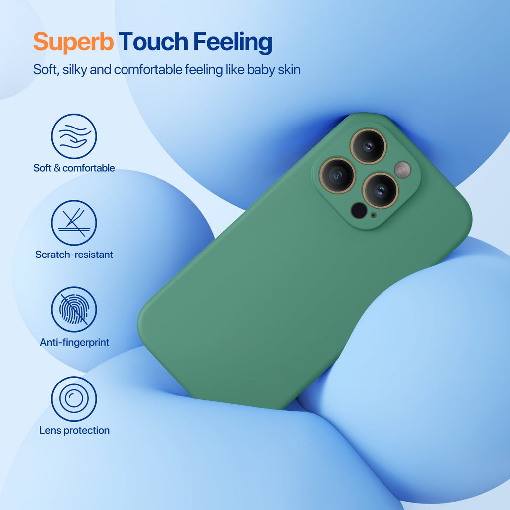 Miracase [3in1] Designed for iPhone 14 Pro Case, 2 Pack Screen Protector, Integrated Camera Protection, Ultra Thin Liquid Silicone Rubber Case Cover 6.1inch