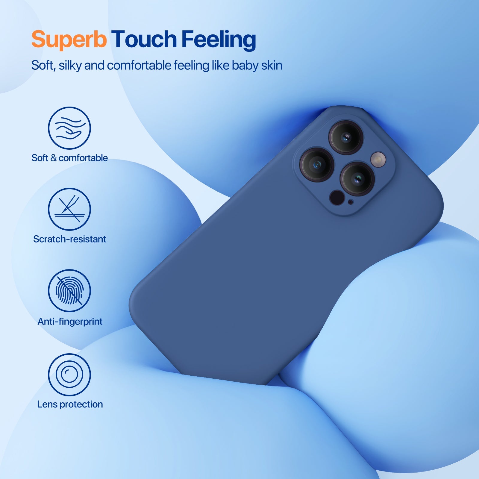 Miracase [3in1] Designed for iPhone 14 Pro Case, 2 Pack Screen Protector, Integrated Camera Protection, Ultra Thin Liquid Silicone Rubber Case Cover 6.1inch