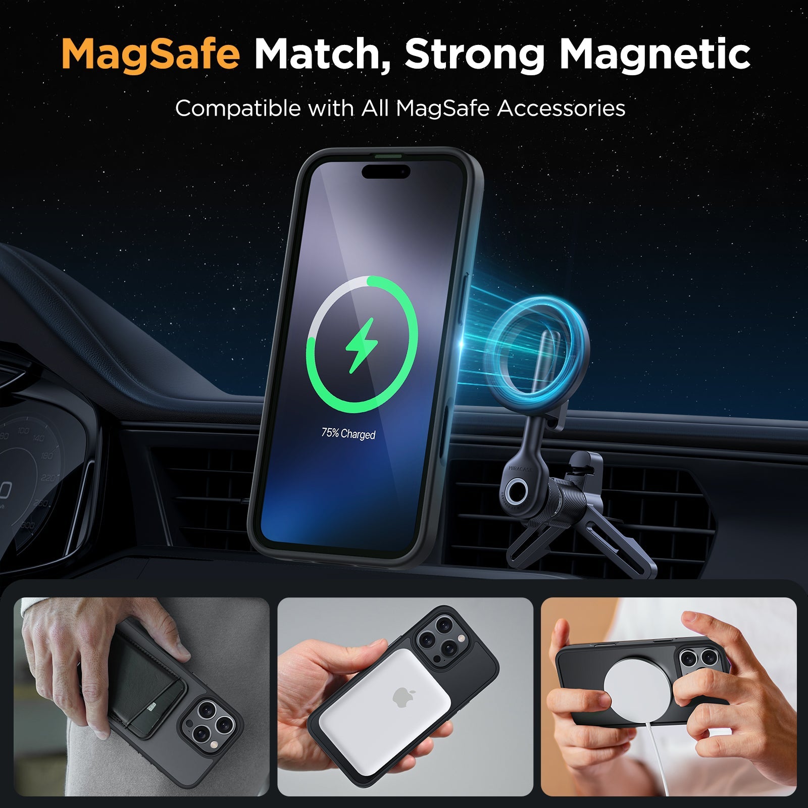 Miracase Magnetic for iPhone 16 Pro Max Case [Compatible with MagSafe] [with 2X Screen Protectors] Military-Grade Protection, Anti-Fingerprint, Slim Fit Phone Case for 16 Pro Max 6.9 inch
