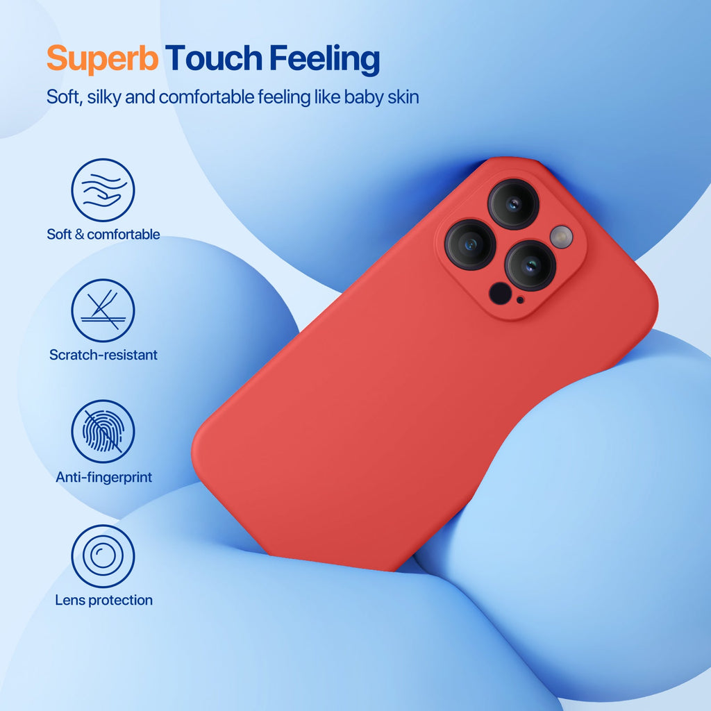 Miracase [3in1] Designed for iPhone 14 Pro Case, 2 Pack Screen Protector, Integrated Camera Protection, Ultra Thin Liquid Silicone Rubber Case Cover 6.1inch