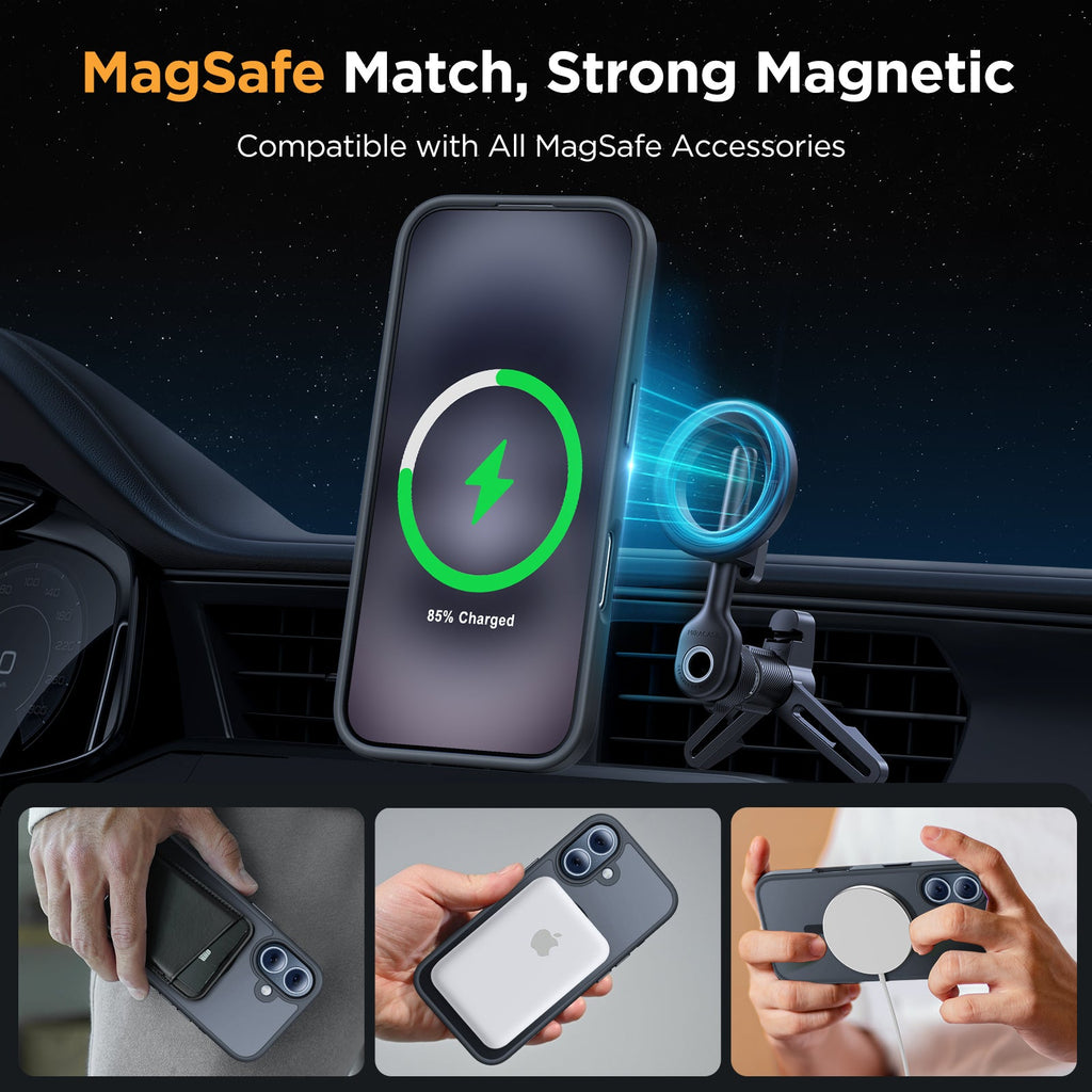 Miracase Magnetic Series for iPhone 16 Case [Compatible with MagSafe] [with 2X Screen Protectors] Military-Grade Protection, Anti-Fingerprint, Slim Phone Case for iPhone 16 6.1 inch