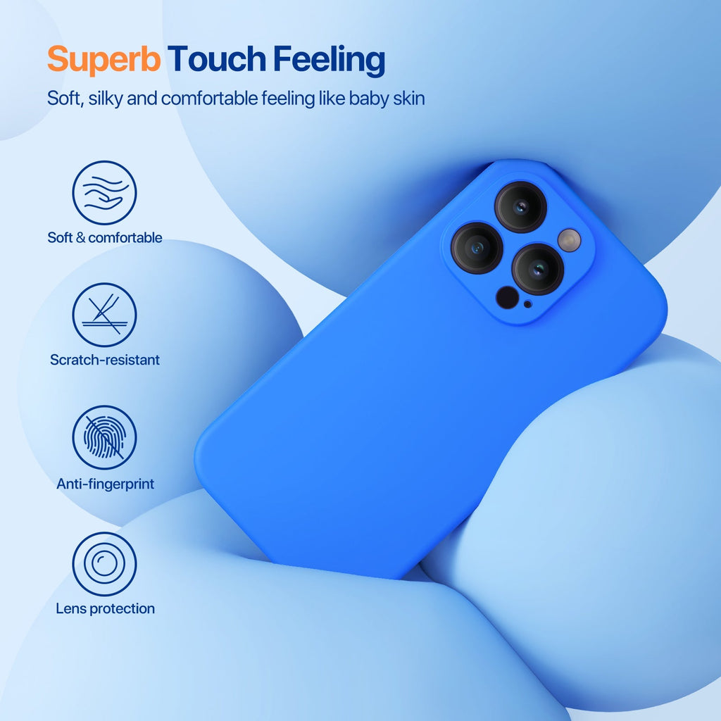 Miracase Designed for iPhone 14 Pro Max Case, with Screen Protectors,[Upgraded Enhanced Camera Protection],Shockproof Liquid Silicone Case with Microfiber Lining