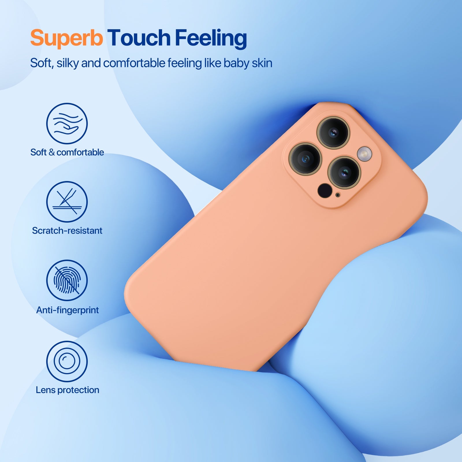 Miracase [3in1] Designed for iPhone 14 Pro Case, 2 Pack Screen Protector, Integrated Camera Protection, Ultra Thin Liquid Silicone Rubber Case Cover 6.1inch