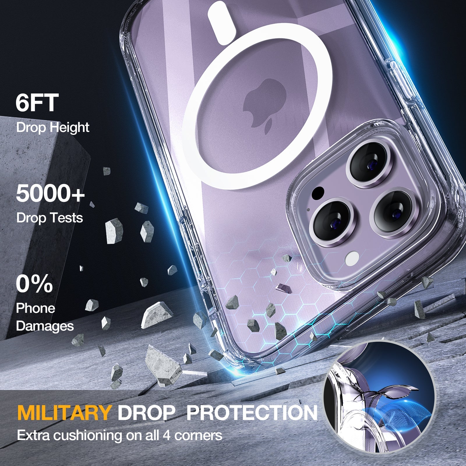 Miracase Glass Series Designed for iPhone 14 Pro Max Case 6.7 Inch, [2022 Newest] Full-Body Bumper Case with Built-in 9H Tempered Glass Screen Protector, with 2 Pcs Camera Lens Protectors