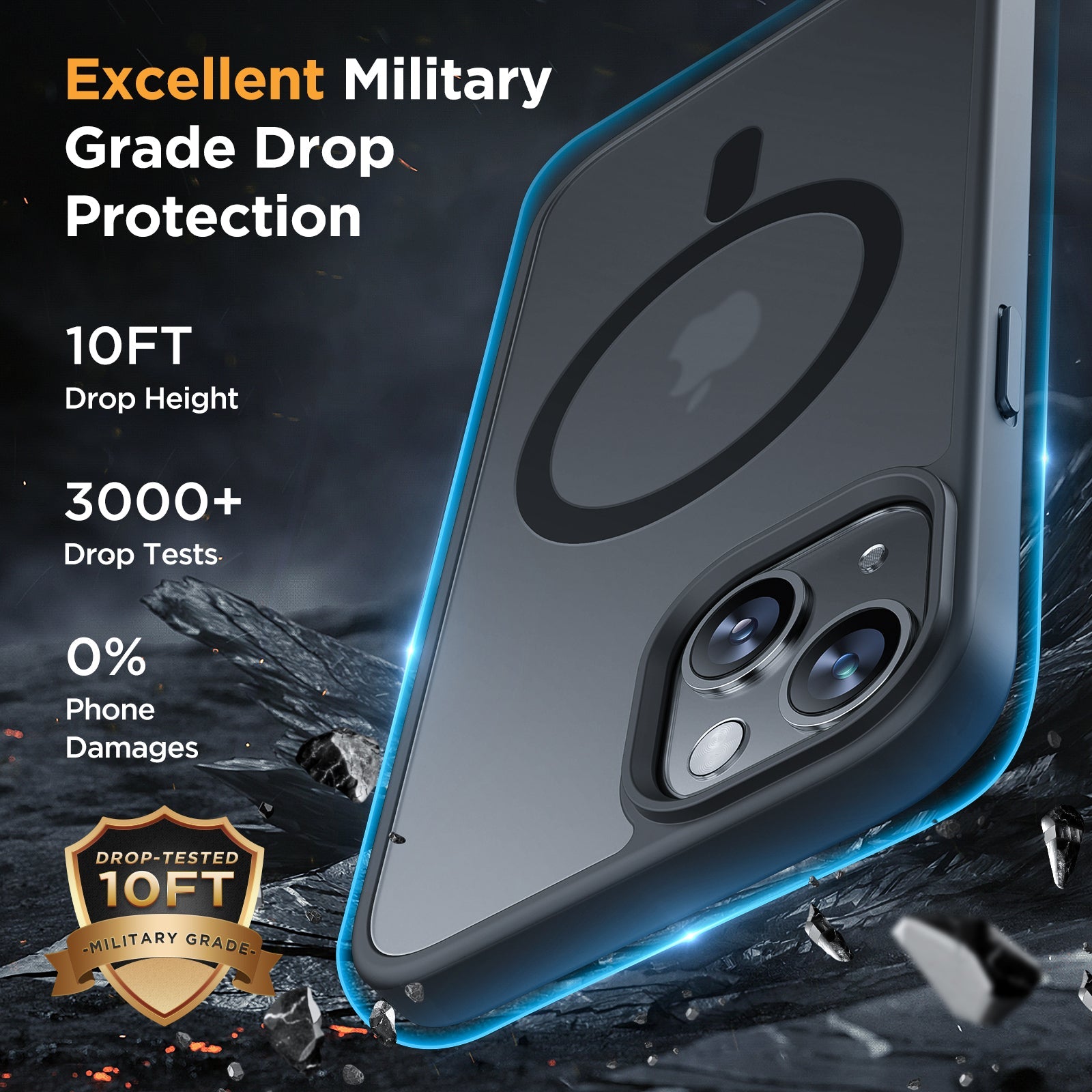 Miracase Magnetic Series for iPhone 15 Case [with 2X Screen Protectors] [Compatible with MagSafe] Military-Grade Protection, Anti-Fingerprint, Magnetic Phone Case for iPhone 15