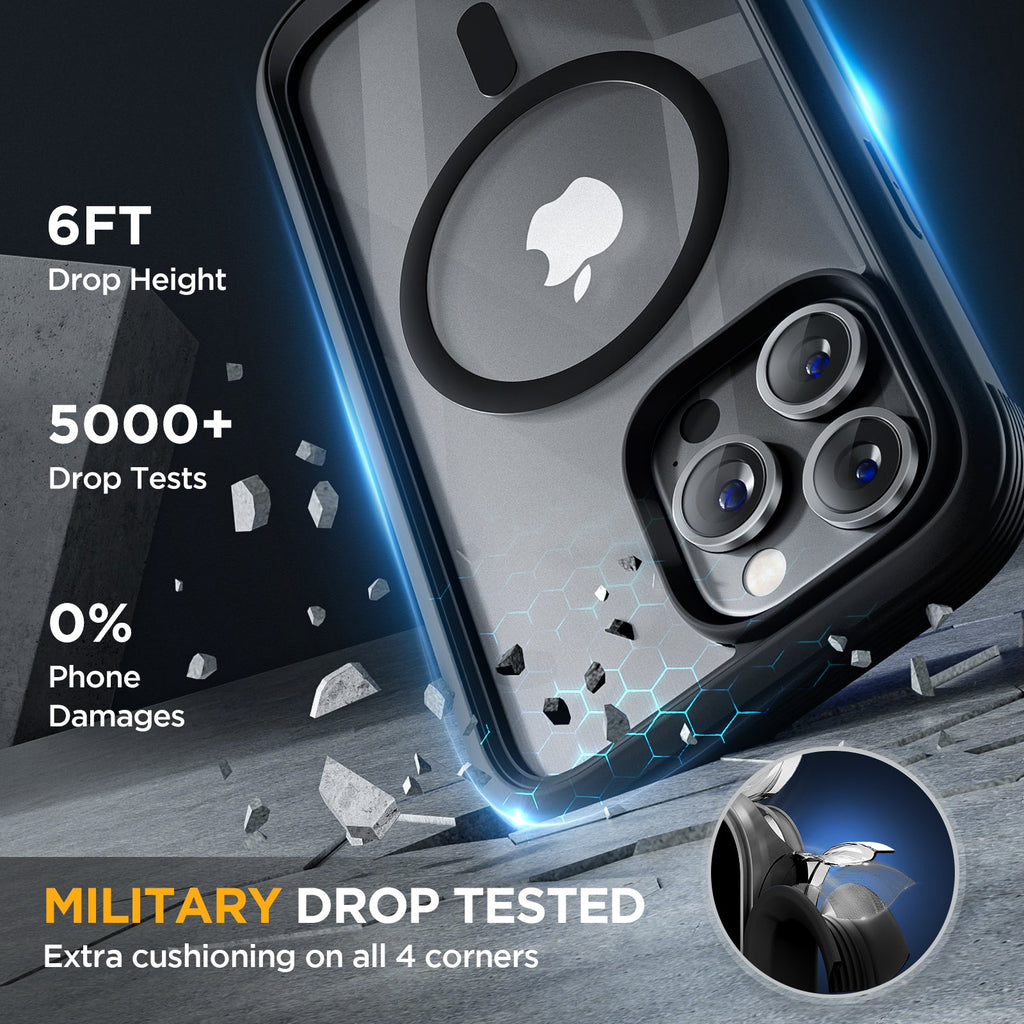 Miracase Glass Series Designed for iPhone 14 Pro Case 6.1 Inch, [2022 Newest] Full-Body Bumper Case with Built-in 9H Tempered Glass Screen Protector, with 2 Pcs Camera Lens Protectors