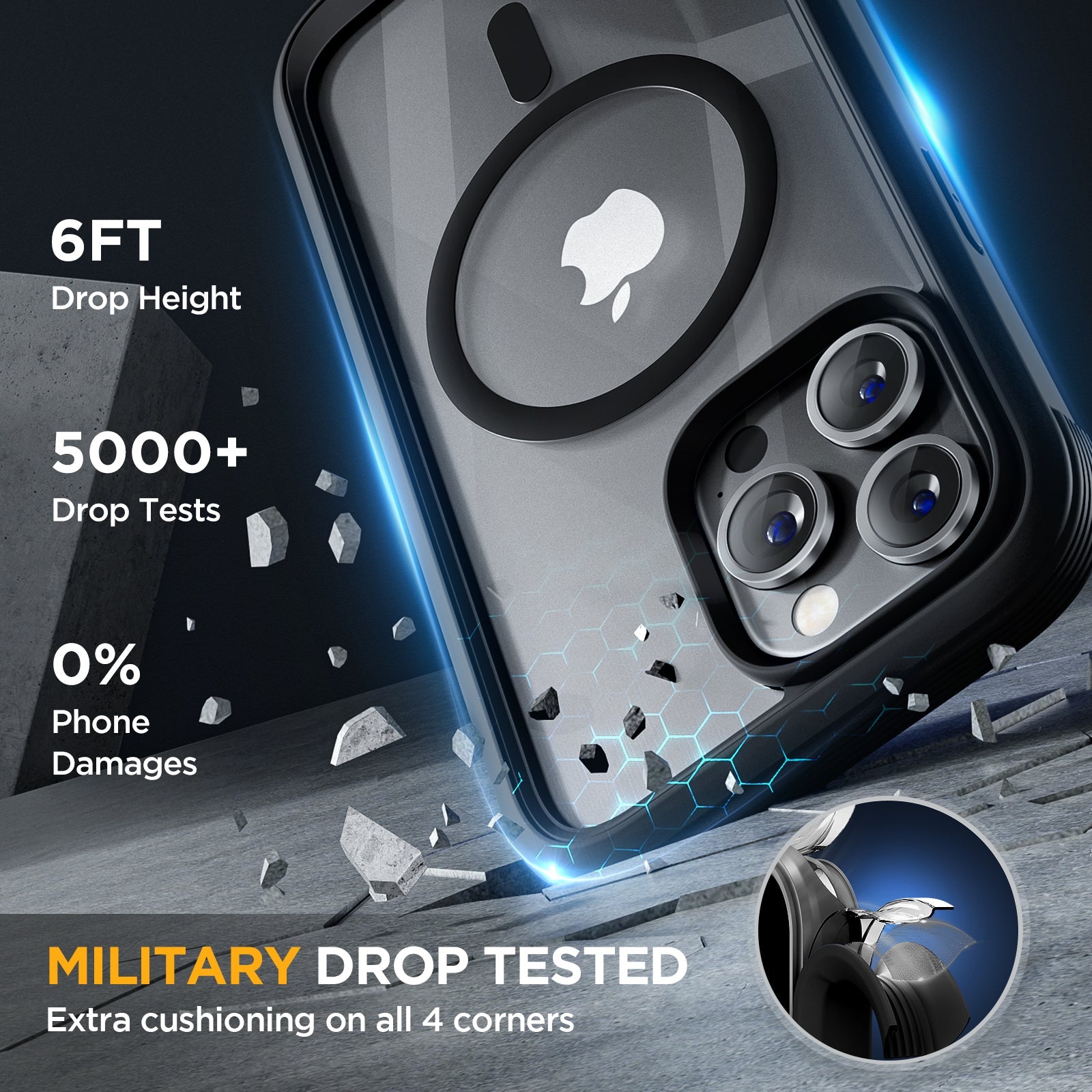 Miracase Glass Series Designed for iPhone 14 Pro Case 6.1 Inch, [2022 Newest] Full-Body Bumper Case with Built-in 9H Tempered Glass Screen Protector, with 2 Pcs Camera Lens Protectors