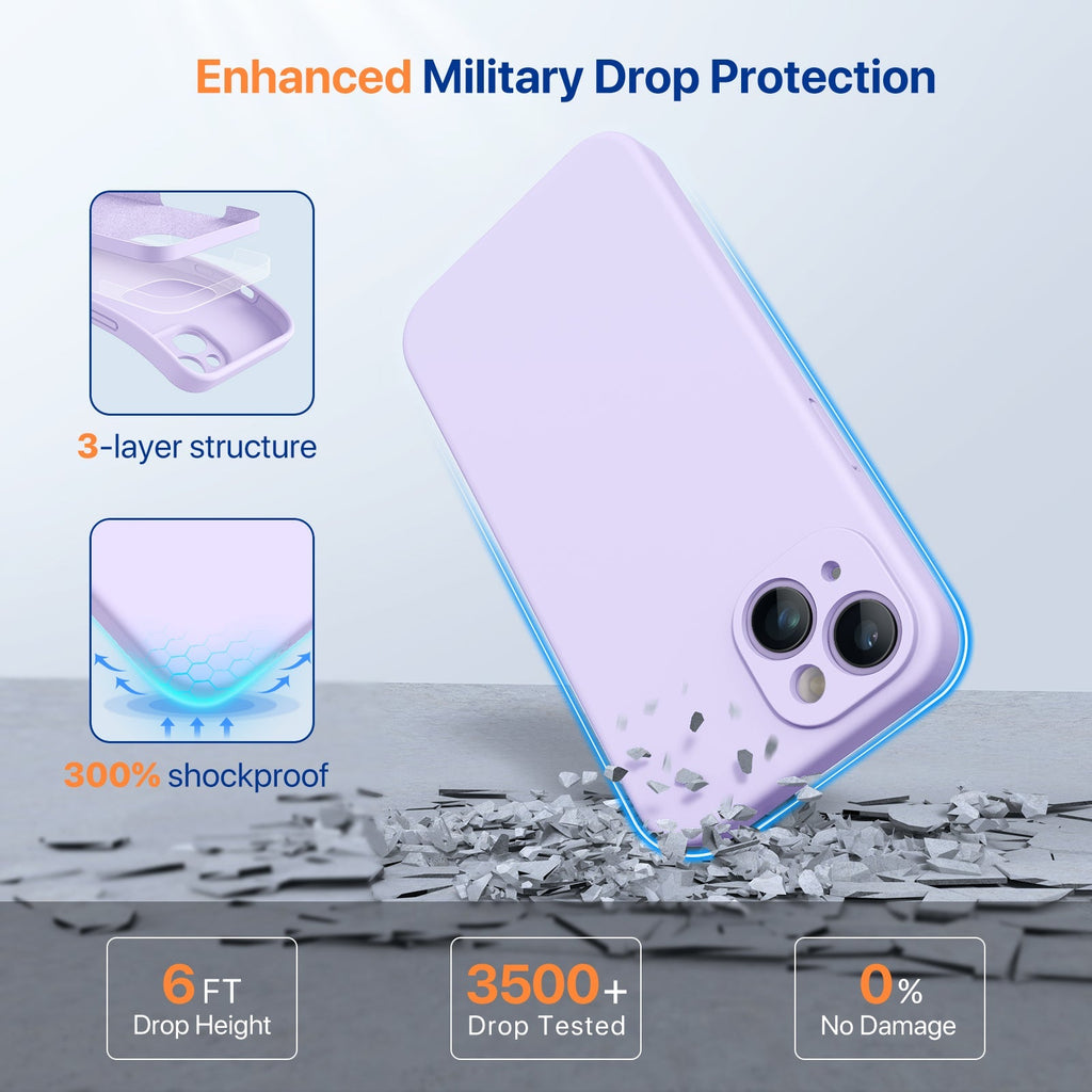 Miracase Designed for iPhone 14 Plus Case, with 2 Pack Screen Protectors,[Upgraded Enhanced Camera Protection],Shockproof Liquid Silicone Case with Microfiber Lining,6.7 inch