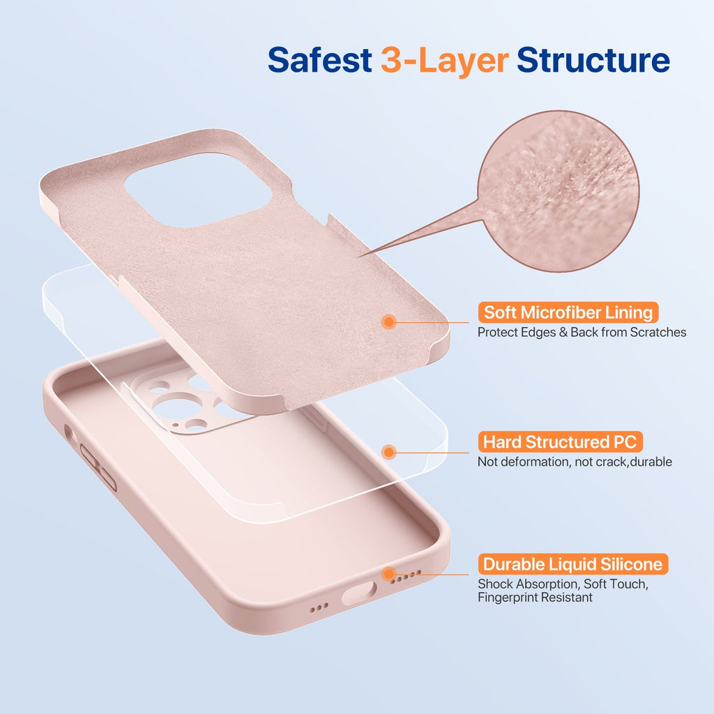 Miracase Designed for iPhone 14 Pro Max Case, with Screen Protectors,[Upgraded Enhanced Camera Protection],Shockproof Liquid Silicone Case with Microfiber Lining