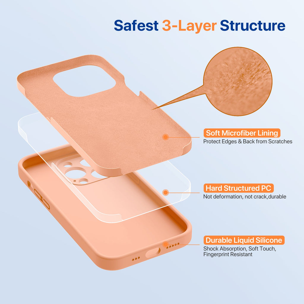 Miracase [3in1] Designed for iPhone 14 Pro Case, 2 Pack Screen Protector, Integrated Camera Protection, Ultra Thin Liquid Silicone Rubber Case Cover 6.1inch