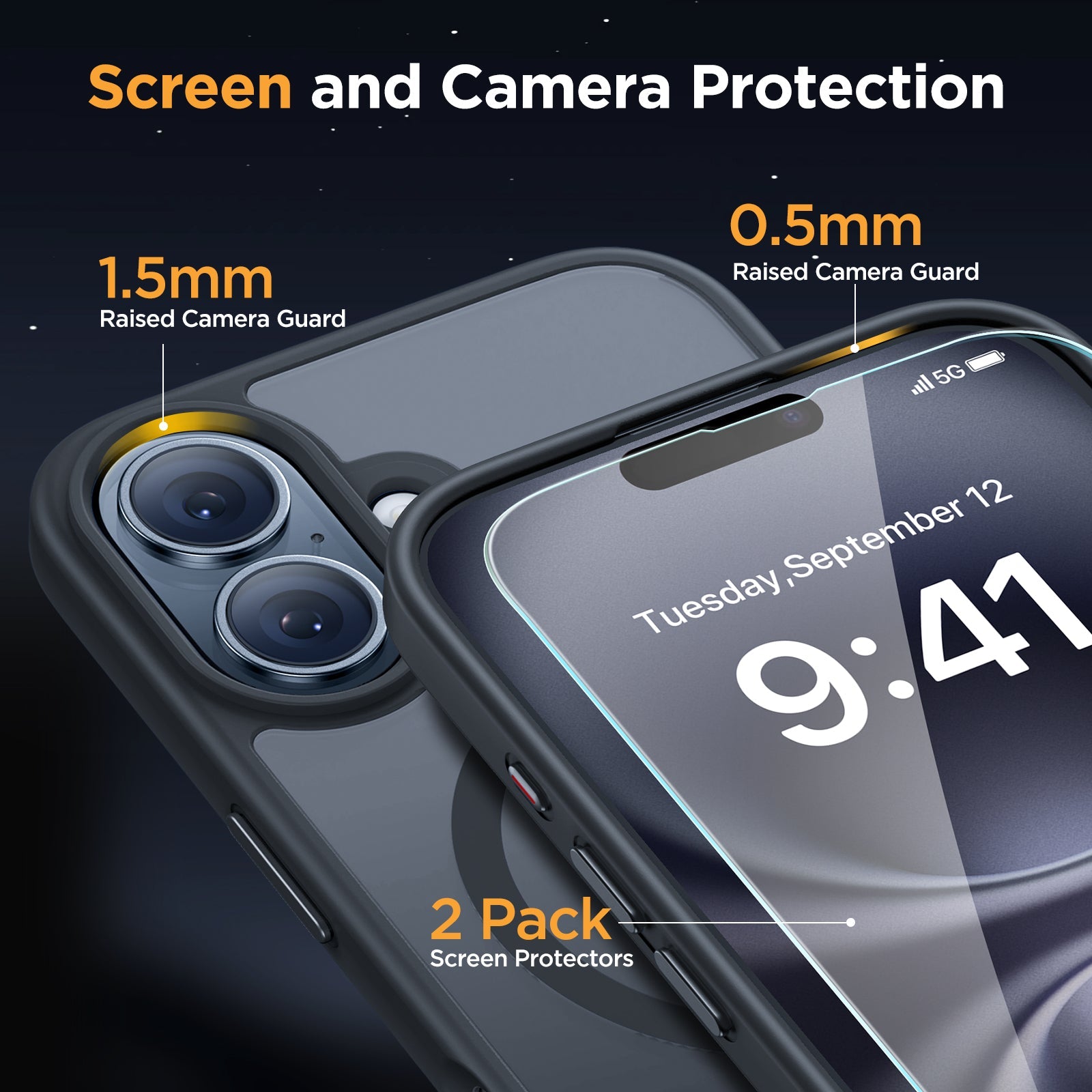 Miracase Magnetic Series for iPhone 16 Case [Compatible with MagSafe] [with 2X Screen Protectors] Military-Grade Protection, Anti-Fingerprint, Slim Phone Case for iPhone 16 6.1 inch