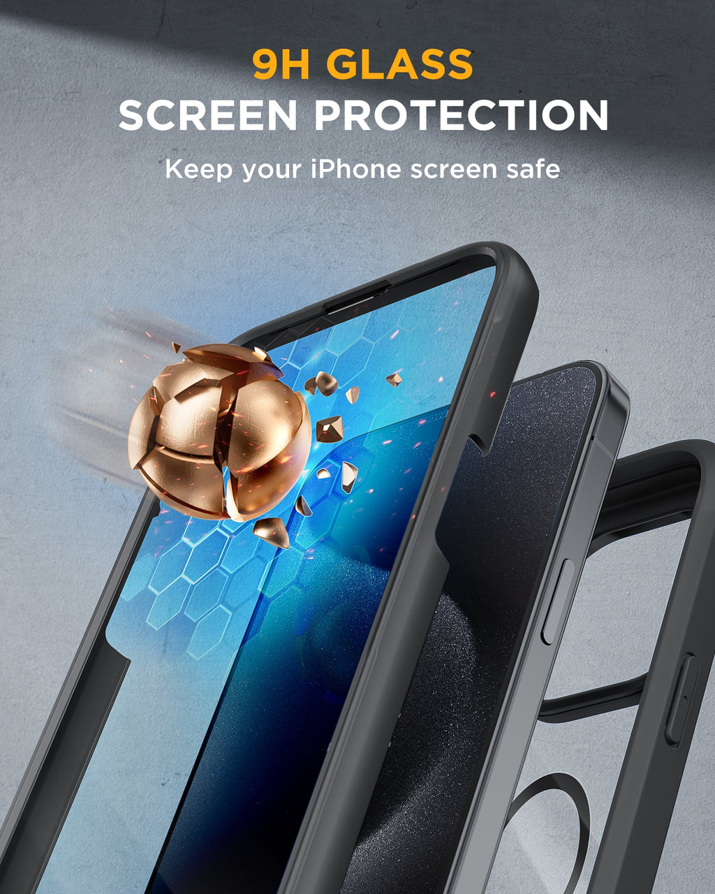 Miracase 360° Protection Case 9H Tempered Glass Phone Case with Magsafe for iPhone 15 Pro Max 6.7"