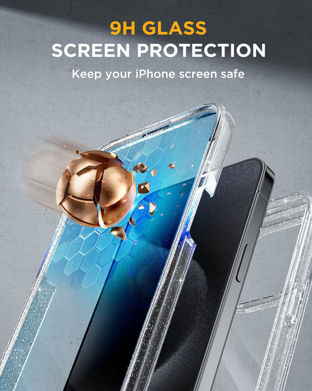 Miracase 360° Protection Case 9H Tempered Glass Phone Case for iPhone 15 Pro Max 6.7"