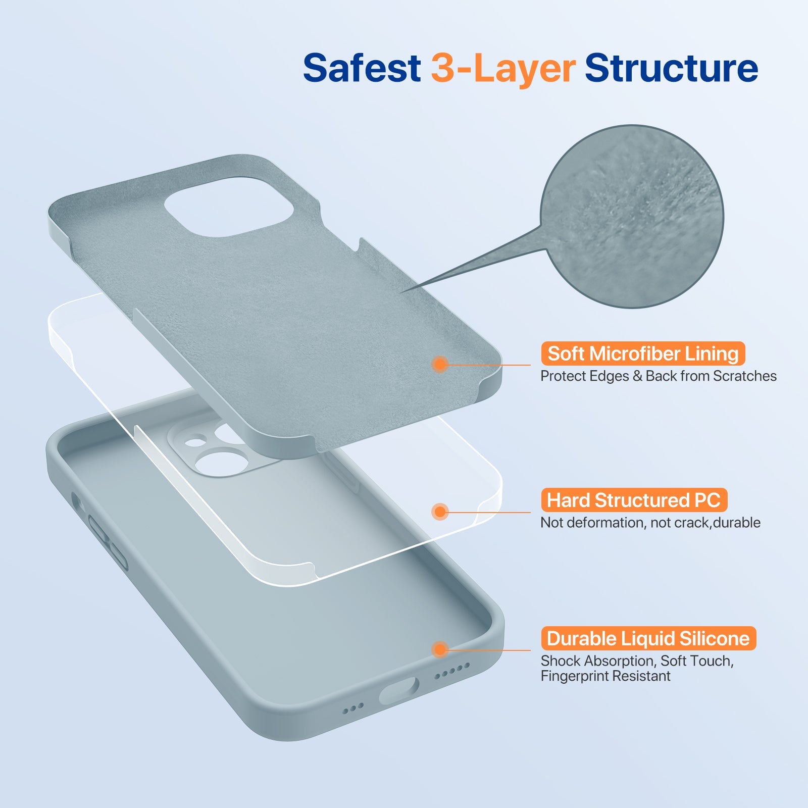 Miracase Designed for iPhone 14 Case, with 2 Pack Screen Protectors,[Upgraded Enhanced Camera Protection],Shockproof Liquid Silicone Case with Microfiber Lining, 6.1 inch