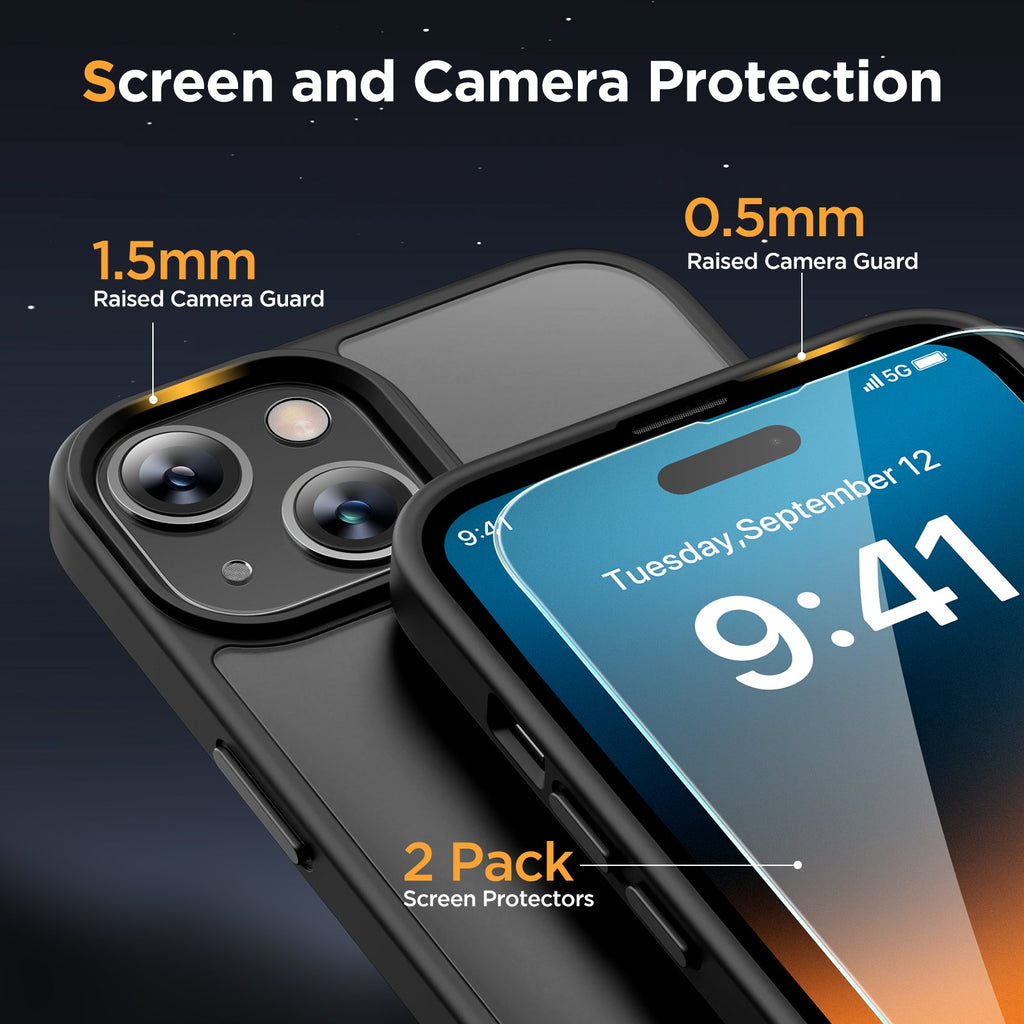 Miracase Magnetic Series for iPhone 15 Case [with 2X Screen Protectors] [Compatible with MagSafe] Military-Grade Protection, Anti-Fingerprint, Magnetic Phone Case for iPhone 15
