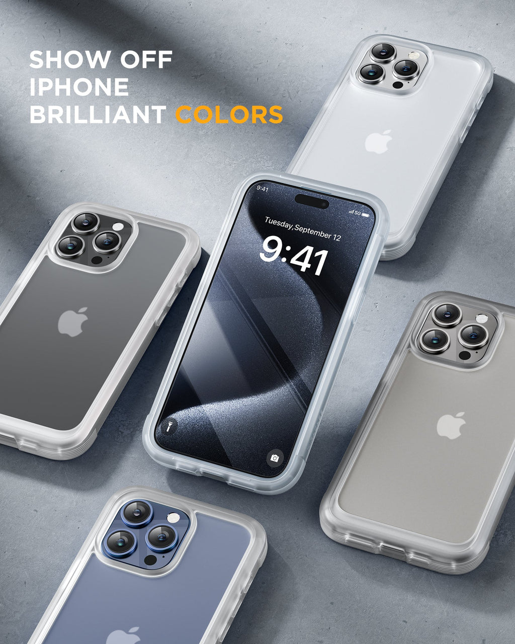 Miracase 360° Protection Case 9H Tempered Glass Phone Case for iPhone 15 Pro Max 6.7"