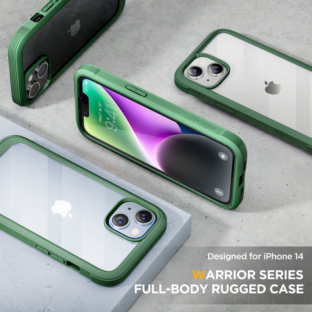 Miracase Glass Series Designed for iPhone 14 Plus Case 6.7 inch, 2022 Upgrade Full-Body Clear Bumper Case with Built-in 9H Tempered Glass Screen Protector and 2 Pcs Camera Lens Protector