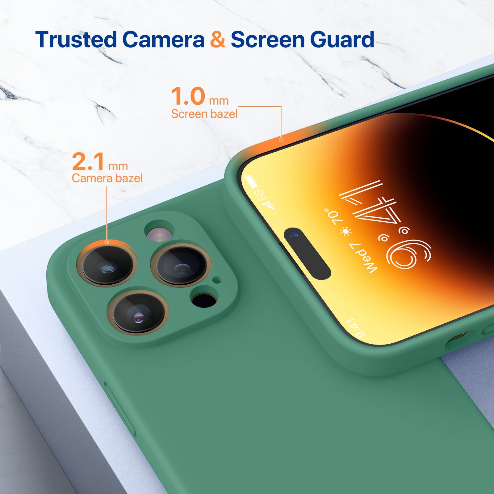 Miracase [3in1] Designed for iPhone 14 Pro Case, 2 Pack Screen Protector, Integrated Camera Protection, Ultra Thin Liquid Silicone Rubber Case Cover 6.1inch