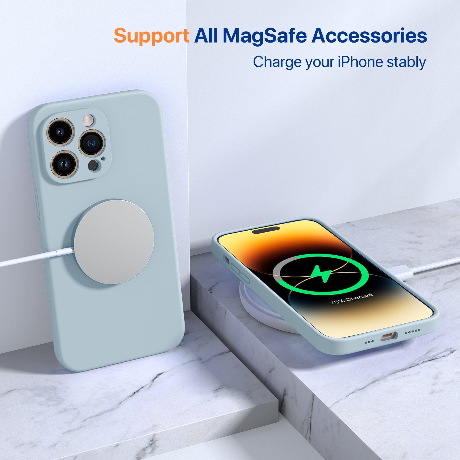 Miracase [3in1] Designed for iPhone 14 Pro Case, 2 Pack Screen Protector, Integrated Camera Protection, Ultra Thin Liquid Silicone Rubber Case Cover 6.1inch