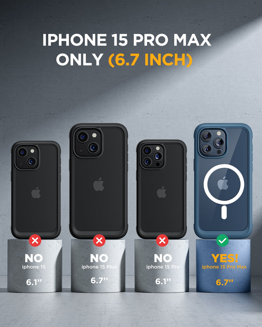 Miracase 360° Protection Case 9H Tempered Glass Phone Case with Magsafe for iPhone 15 Pro Max 6.7"