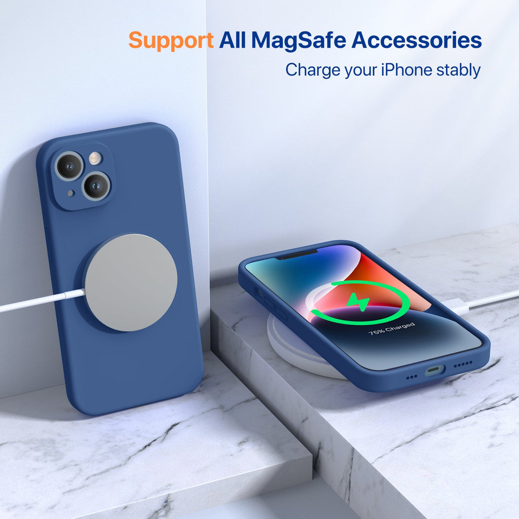 Miracase Designed for iPhone 14 Case, with 2 Pack Screen Protectors,[Upgraded Enhanced Camera Protection],Shockproof Liquid Silicone Case with Microfiber Lining, 6.1 inch