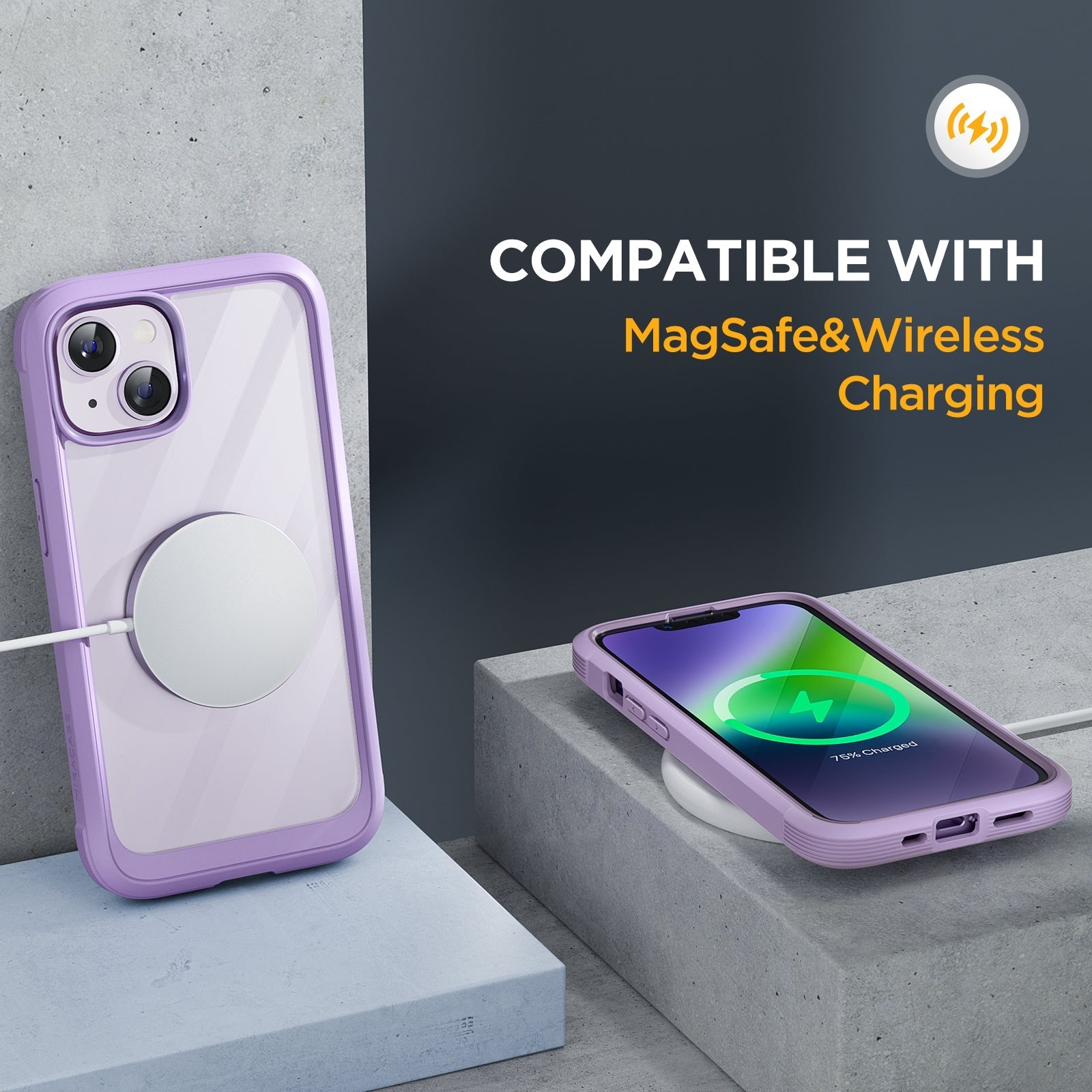 Miracase Glass Series Designed for iPhone 14 Plus Case 6.7 inch, 2022 Upgrade Full-Body Clear Bumper Case with Built-in 9H Tempered Glass Screen Protector and 2 Pcs Camera Lens Protector