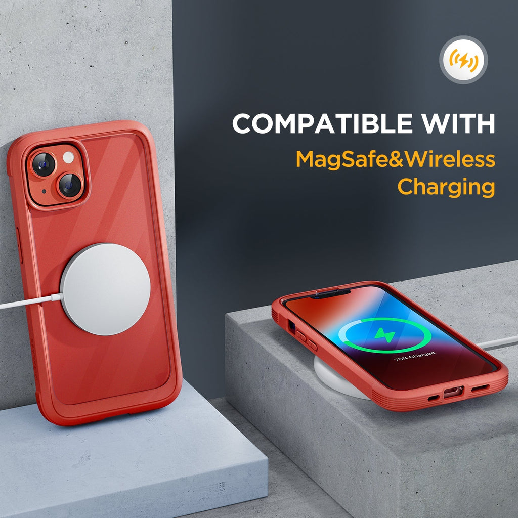 Miracase Glass Series Designed for iPhone 14 Plus Case 6.7 inch, 2022 Upgrade Full-Body Clear Bumper Case with Built-in 9H Tempered Glass Screen Protector and 2 Pcs Camera Lens Protector