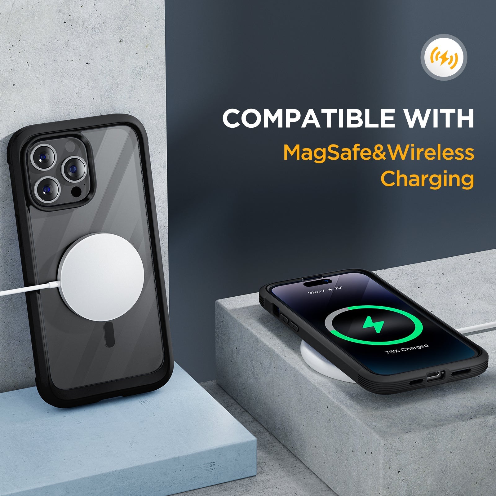 Miracase Glass Series Designed for iPhone 14 Pro Case 6.1 Inch, [2022 Newest] Full-Body Bumper Case with Built-in 9H Tempered Glass Screen Protector, with 2 Pcs Camera Lens Protectors