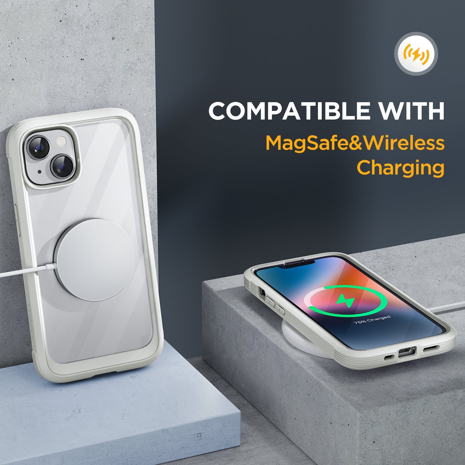 Miracase Glass Series Designed for iPhone 14 Case 6.1 inch, 2022 Upgrade Full-Body Clear Bumper Case with Built-in 9H Tempered Glass Screen Protector and 2 Pcs Camera Lens Protector