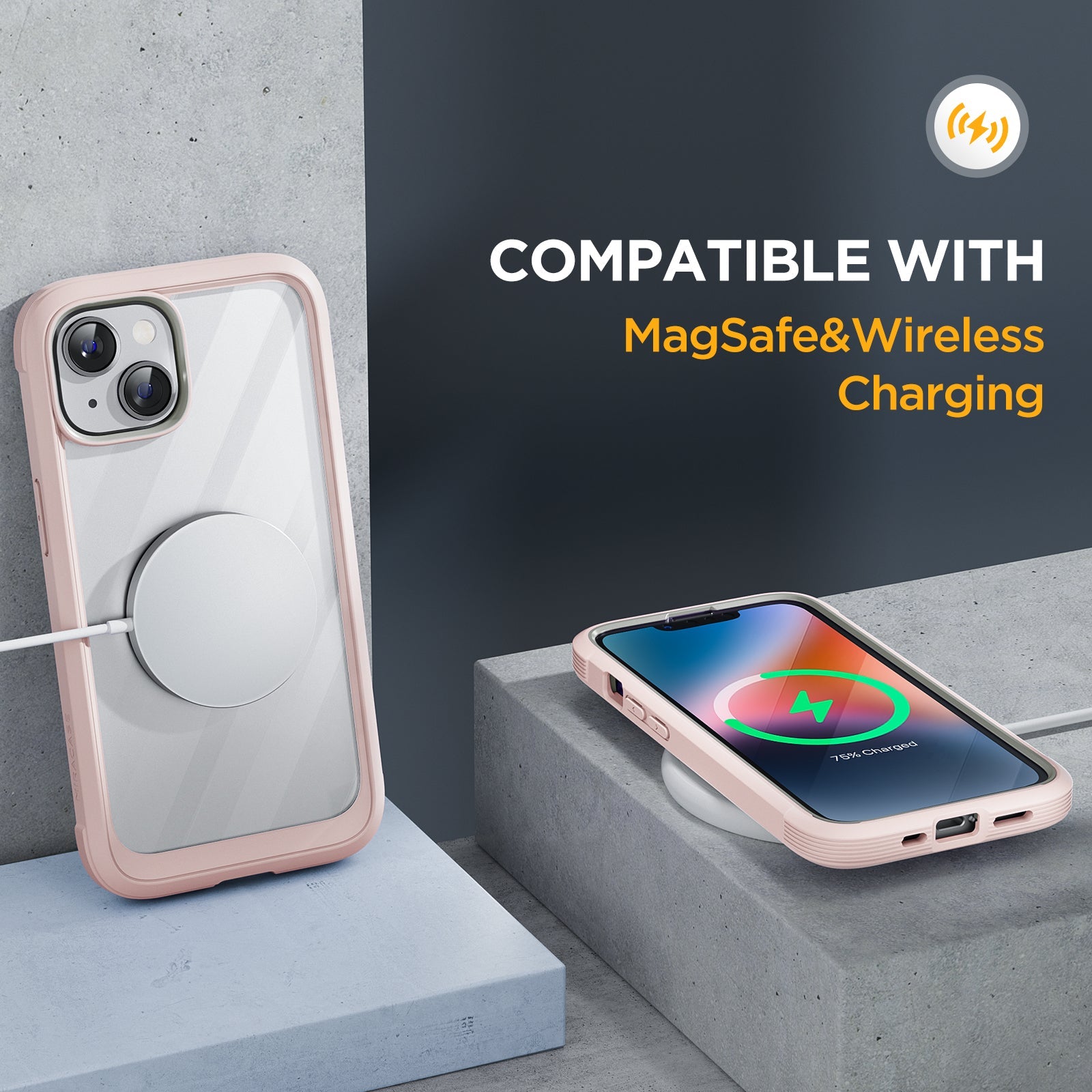 Miracase Glass Series Designed for iPhone 14 Case 6.1 inch, 2022 Upgrade Full-Body Clear Bumper Case with Built-in 9H Tempered Glass Screen Protector and 2 Pcs Camera Lens Protector