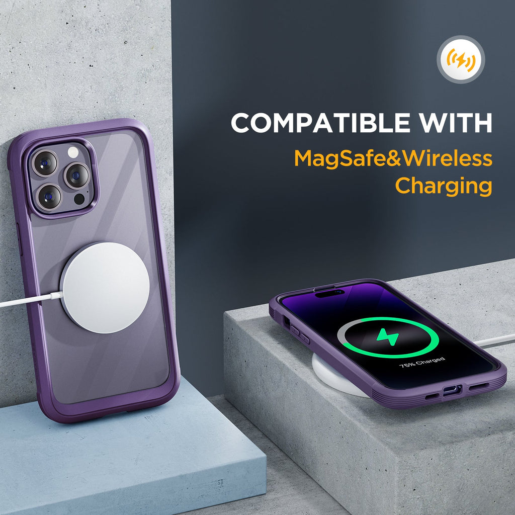 Miracase Glass Series Designed for iPhone 14 Pro Max Case 6.7 Inch, [2022 Newest] Full-Body Bumper Case with Built-in 9H Tempered Glass Screen Protector, with 2 Pcs Camera Lens Protectors