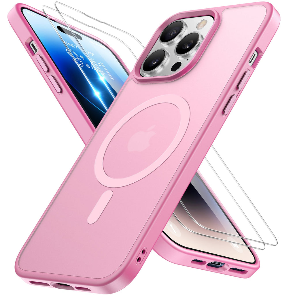 Miracase Magnetic Series for iPhone 14 Pro Case [Compatible with MagSafe] [with 2X Screen Protectors] Military-Grade Protection, Anti-Fingerprint, Slim Phone Case for iPhone 14 Pro