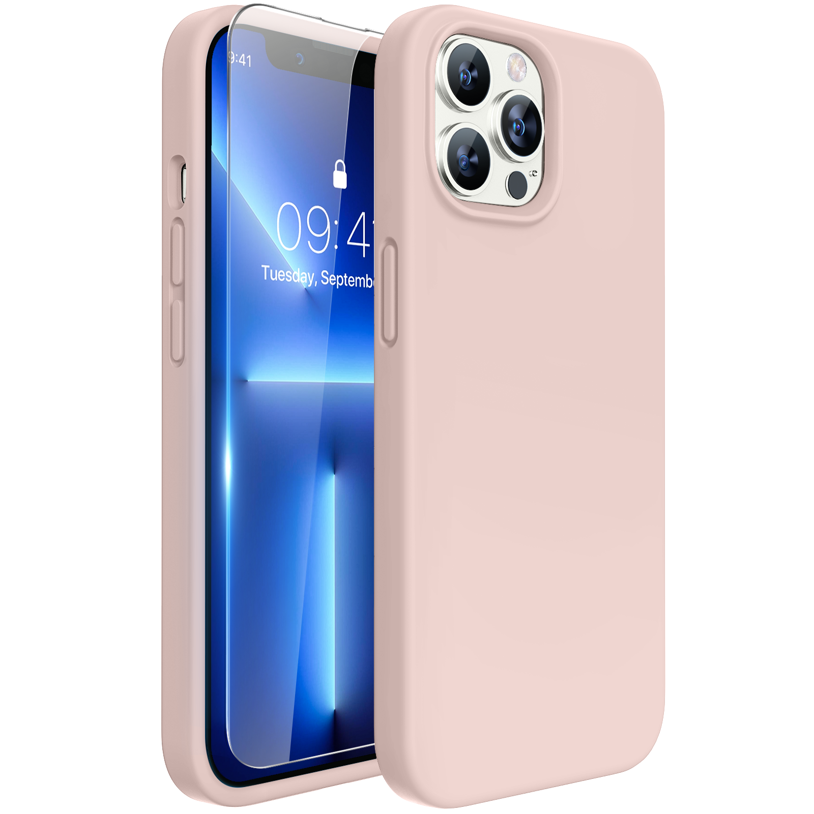 Miracase Designed for iPhone 13 Pro Max Case with Screen Protector,[Soft Anti-Scratch Microfiber Lining],Shockproof Liquid Silicone Rubber Phone Case Cover 6.7 inch