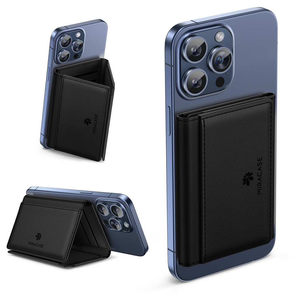 Miracase Magnetic Wallet for Men/Women with Stand, Compatible with MagSafe Wallet, 4+ Cards Phone Wallet, 0.5 inch thick, Card Holder for iPhone 16/15/14/13/12 Series