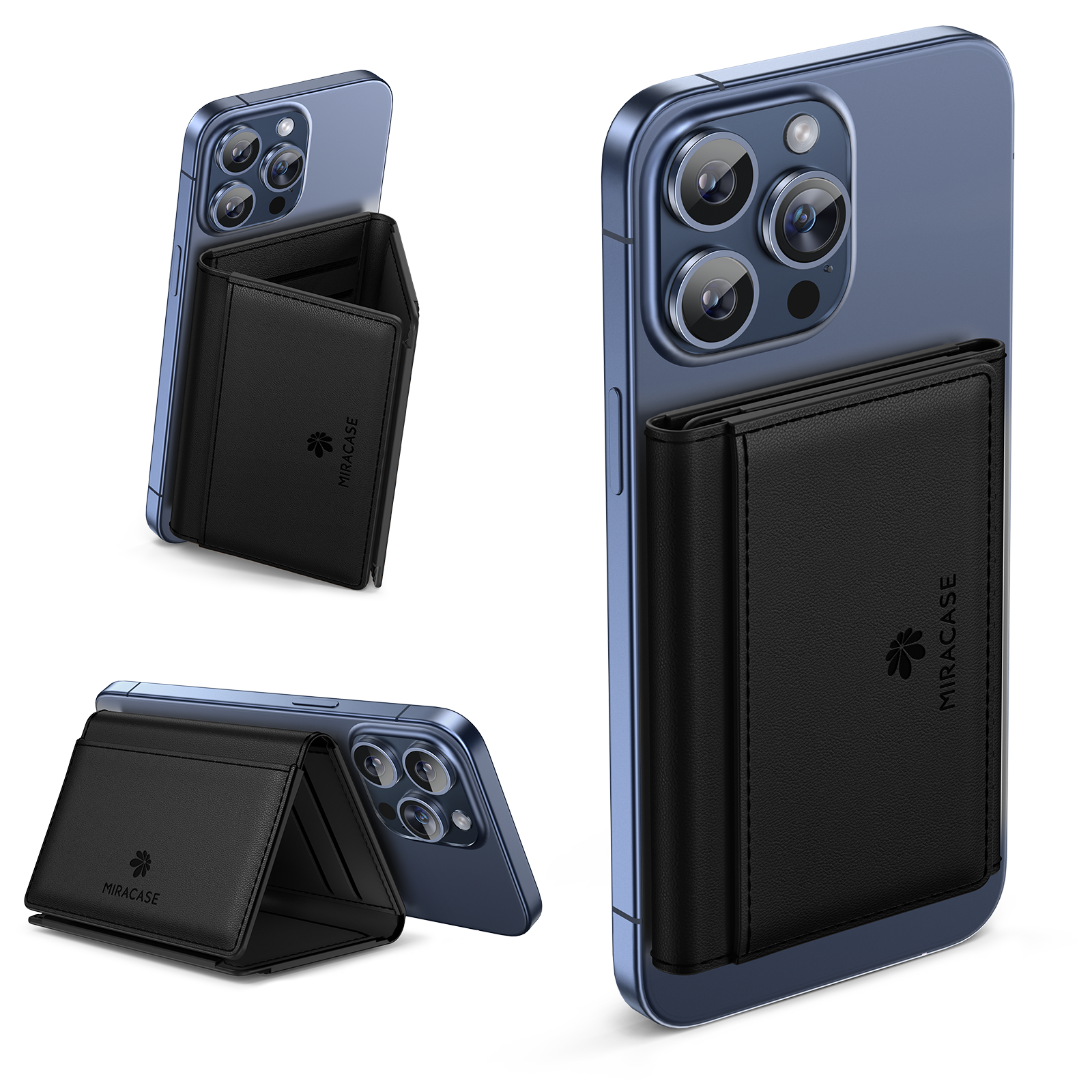 Miracase Magnetic Wallet for Men/Women with Stand, Compatible with MagSafe Wallet, 4+ Cards Phone Wallet, 0.5 inch thick, Card Holder for iPhone 16/15/14/13/12 Series