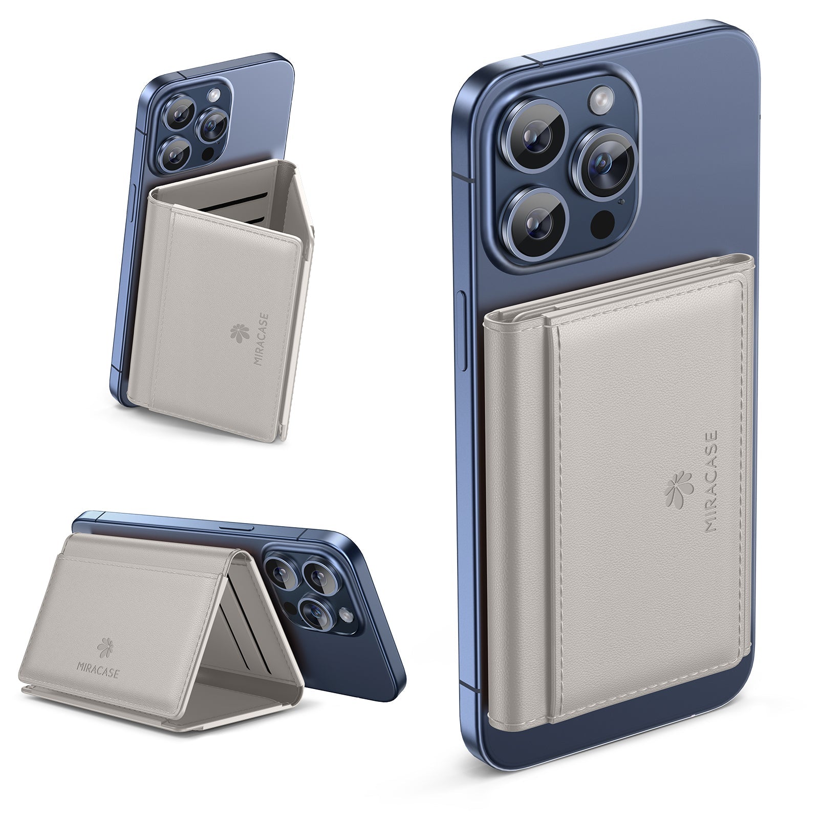 Miracase Magnetic Wallet for Men/Women with Stand, Compatible with MagSafe Wallet, 4+ Cards Phone Wallet, 0.5 inch thick, Card Holder for iPhone 16/15/14/13/12 Series