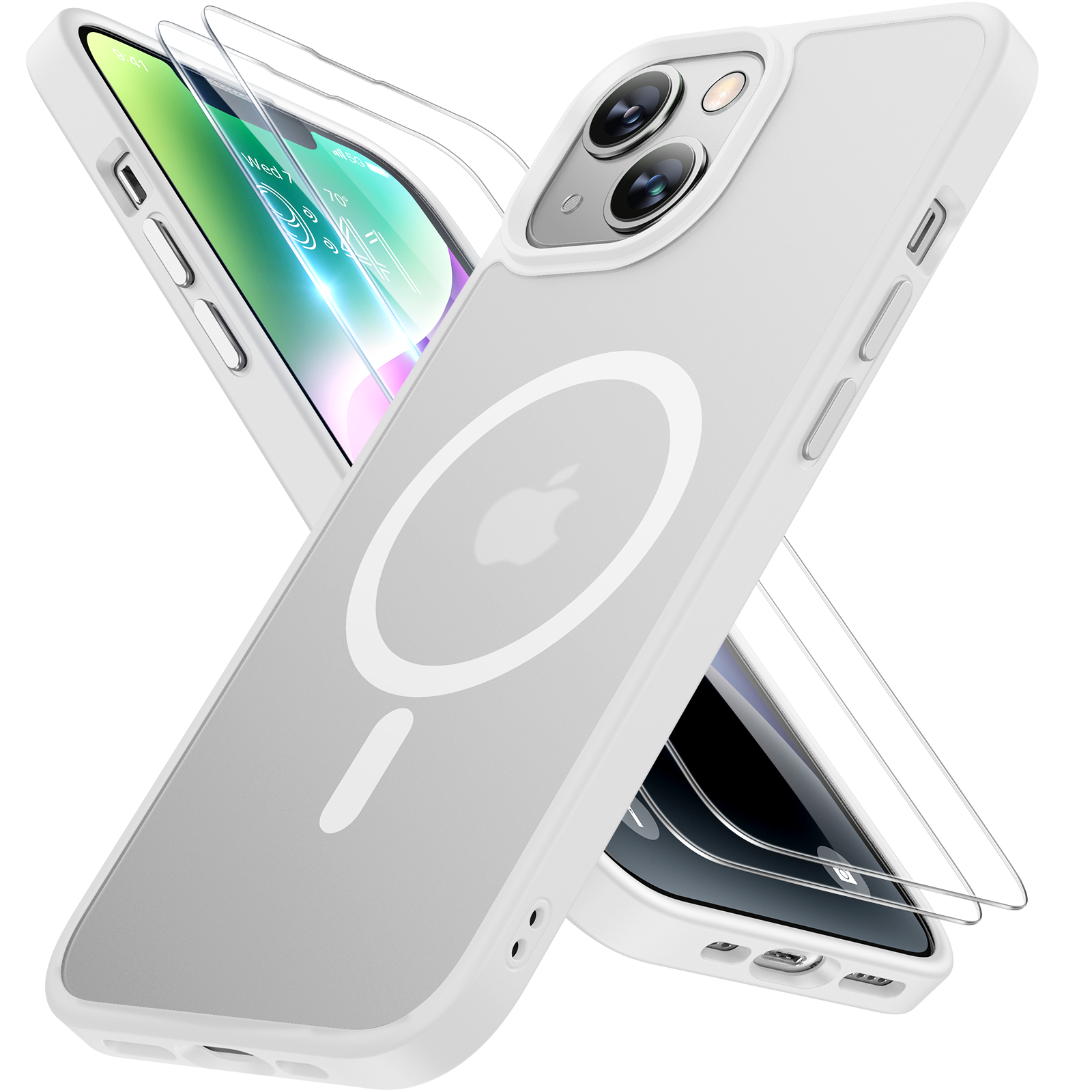 Miracase Magnetic Series for iPhone 14 Case [Compatible with MagSafe] [with 2X Screen Protectors] Military-Grade Protection, Anti-Fingerprint, Slim Design Phone Case for iPhone 14